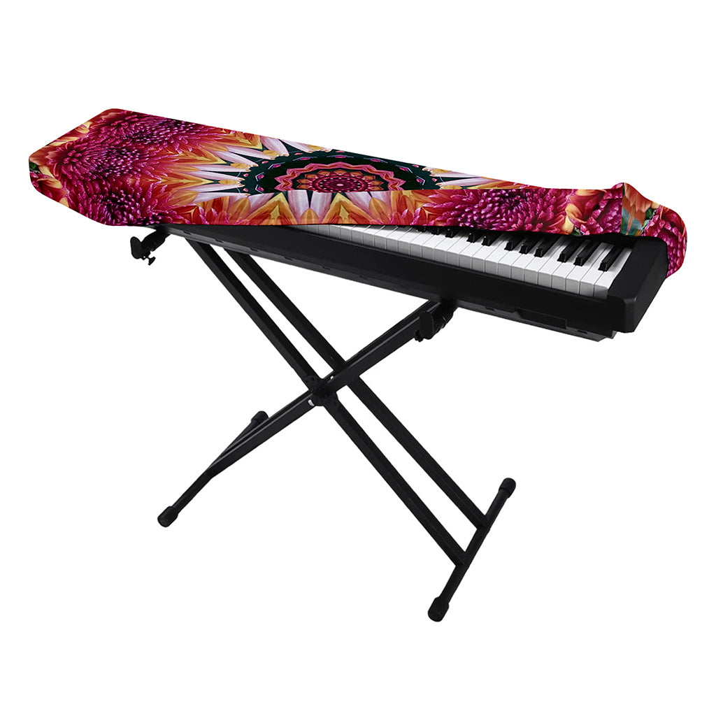 Pink Flower Kaleidoscope Print Piano Keyboard Cover