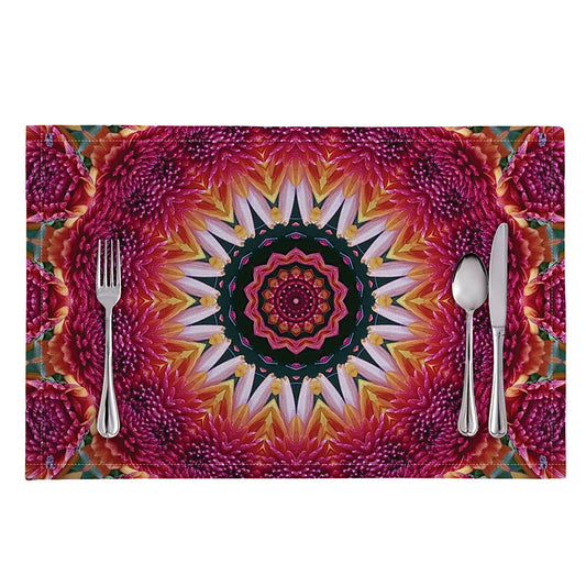 Pink Flower Kaleidoscope Print Placemat