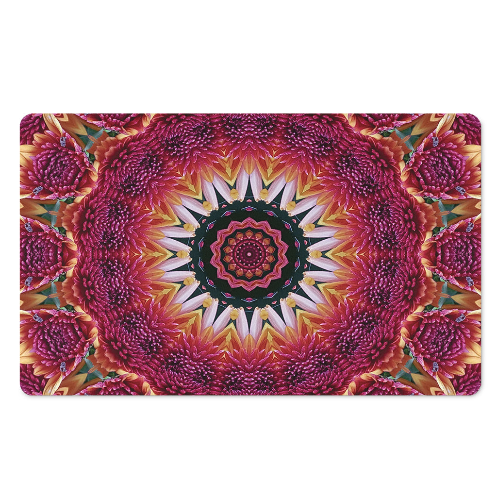Pink Flower Kaleidoscope Print Polyester Doormat