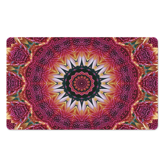 Pink Flower Kaleidoscope Print Polyester Doormat