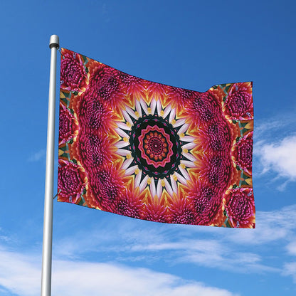 Pink Flower Kaleidoscope Print Polyester Flag