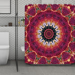 Pink Flower Kaleidoscope Print Polyester Shower Curtain