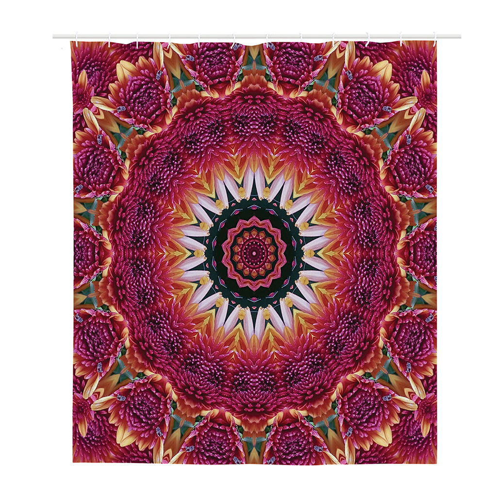 Pink Flower Kaleidoscope Print Polyester Shower Curtain