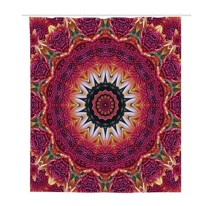 Pink Flower Kaleidoscope Print Polyester Shower Curtain