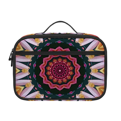 Pink Flower Kaleidoscope Print Portable Lunch Bag