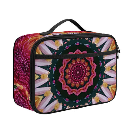 Pink Flower Kaleidoscope Print Portable Lunch Bag