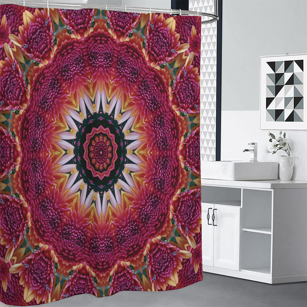 Pink Flower Kaleidoscope Print Premium Shower Curtain