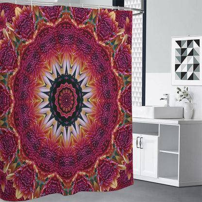 Pink Flower Kaleidoscope Print Premium Shower Curtain
