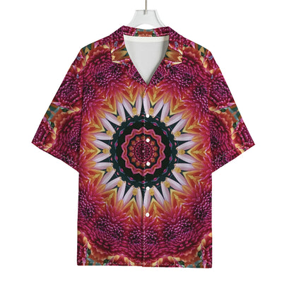 Pink Flower Kaleidoscope Print Rayon Hawaiian Shirt