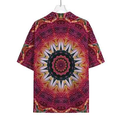 Pink Flower Kaleidoscope Print Rayon Hawaiian Shirt