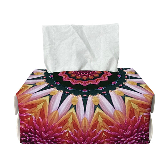 Pink Flower Kaleidoscope Print Rectangle Tissue Box Cover