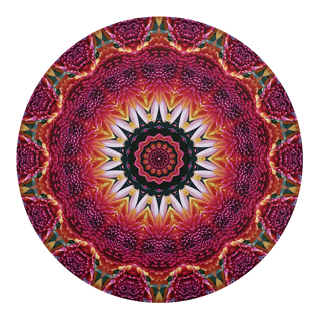 Pink Flower Kaleidoscope Print Round Blanket