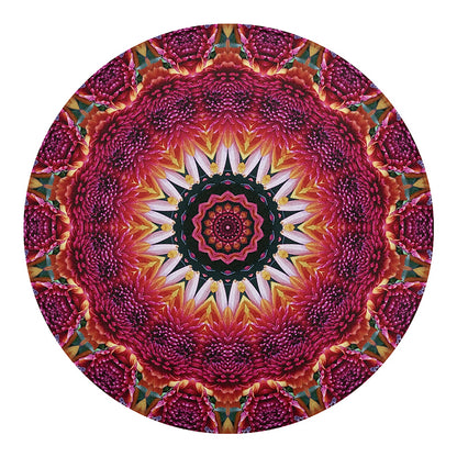 Pink Flower Kaleidoscope Print Round Blanket
