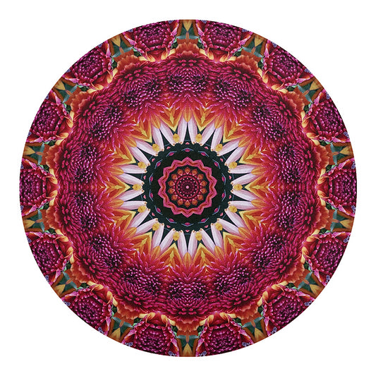 Pink Flower Kaleidoscope Print Round Blanket