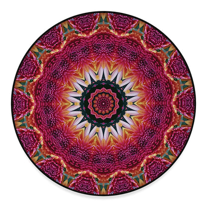 Pink Flower Kaleidoscope Print Round Floor Mat