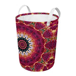 Pink Flower Kaleidoscope Print Round Laundry Basket