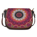 Pink Flower Kaleidoscope Print Saddle Bag