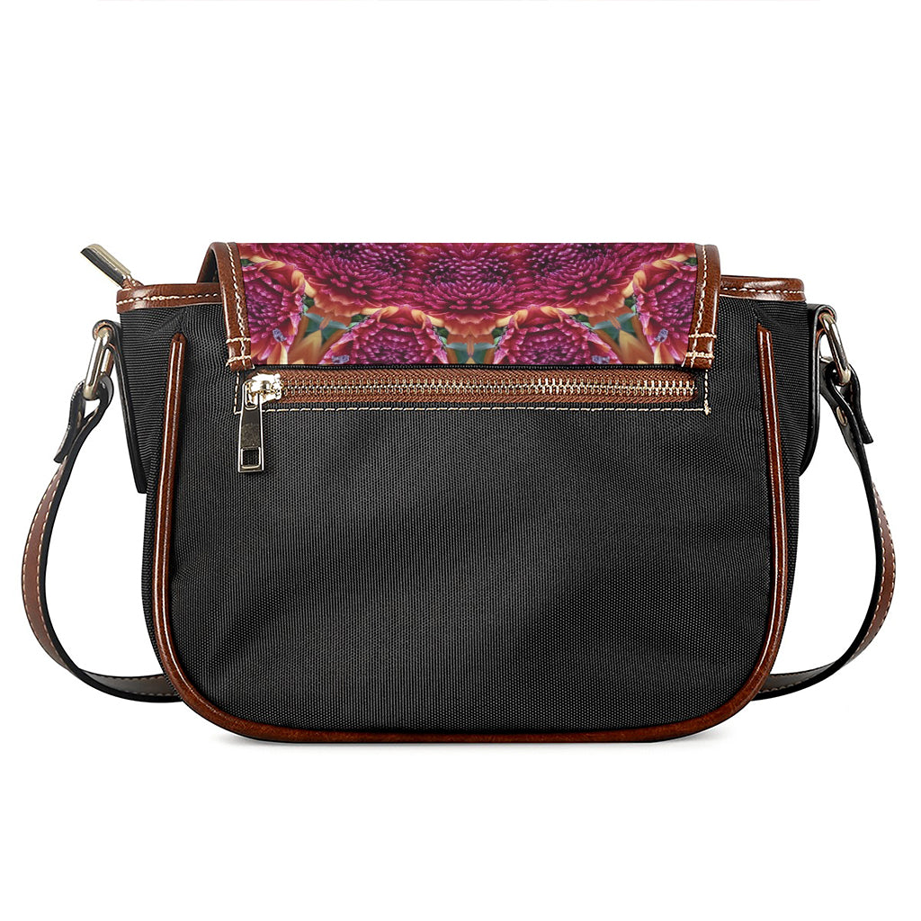 Pink Flower Kaleidoscope Print Saddle Bag