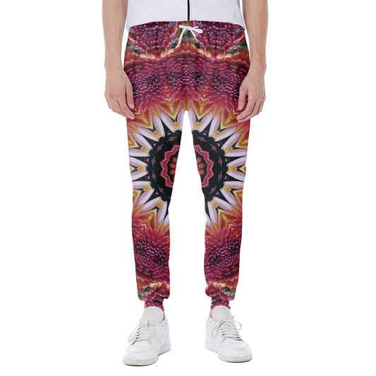 Pink Flower Kaleidoscope Print Scuba Joggers