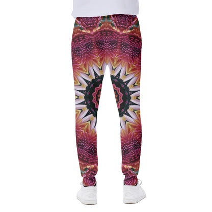 Pink Flower Kaleidoscope Print Scuba Joggers