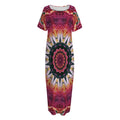 Pink Flower Kaleidoscope Print Short Sleeve Long Nightdress