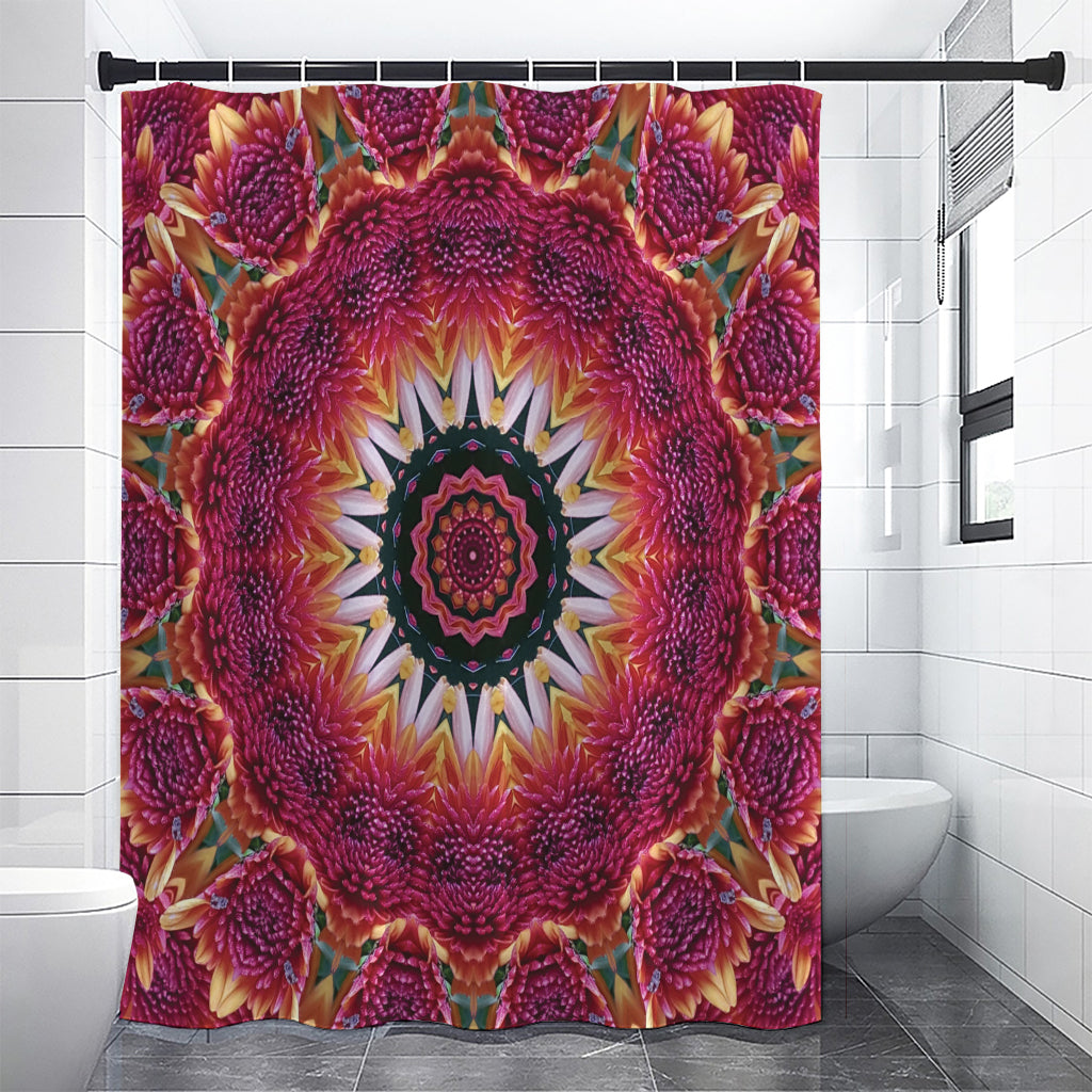 Pink Flower Kaleidoscope Print Shower Curtain