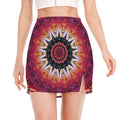 Pink Flower Kaleidoscope Print Side Slit Mini Skirt