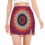 Pink Flower Kaleidoscope Print Side Slit Mini Skirt