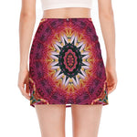 Pink Flower Kaleidoscope Print Side Slit Mini Skirt