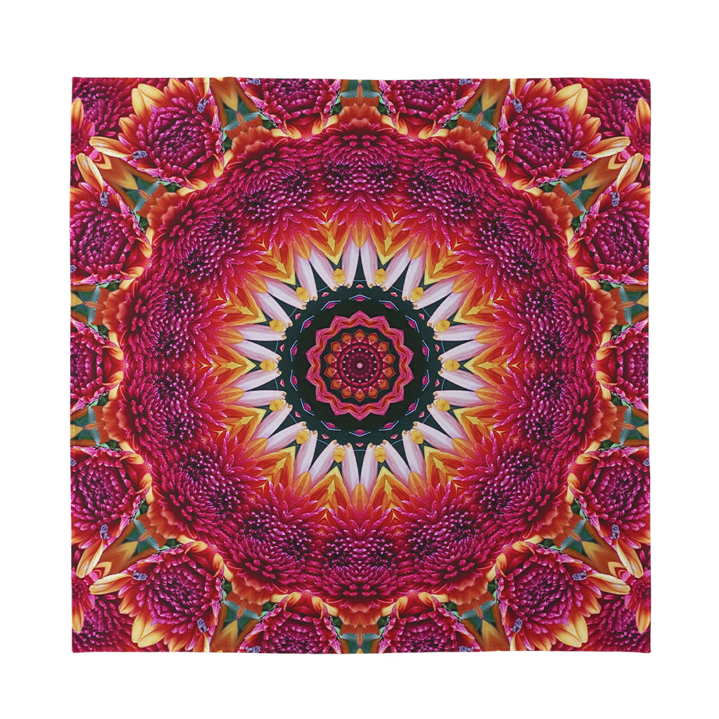 Pink Flower Kaleidoscope Print Silk Bandana