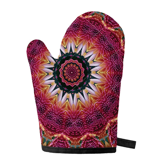 Pink Flower Kaleidoscope Print Single Oven Mitt
