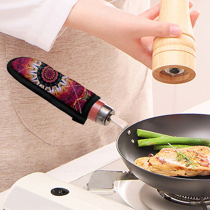 Pink Flower Kaleidoscope Print Skillet Handle Cover