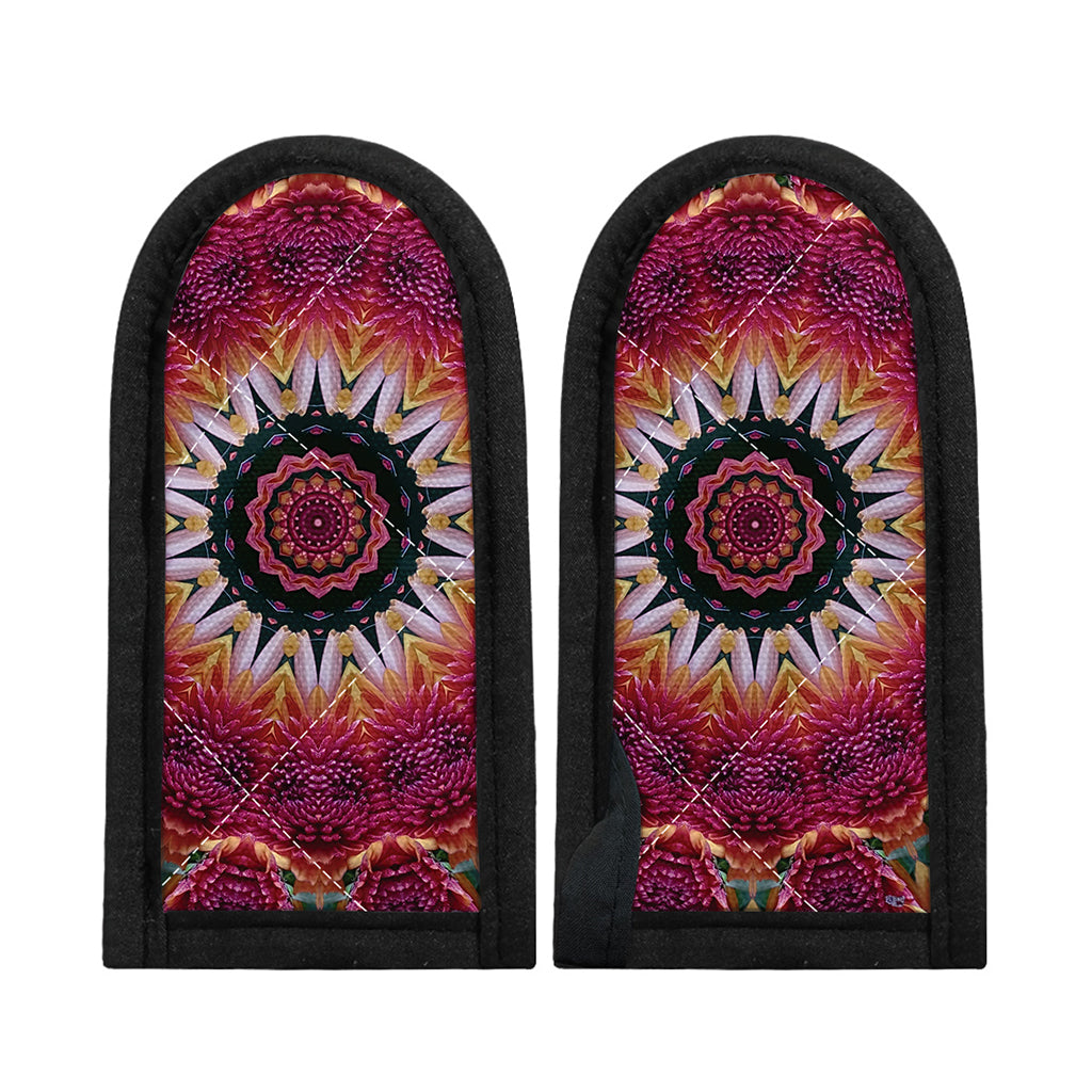 Pink Flower Kaleidoscope Print Skillet Handle Cover