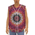 Pink Flower Kaleidoscope Print Sleeveless Baseball Jersey