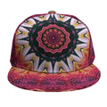 Pink Flower Kaleidoscope Print Snapback Cap