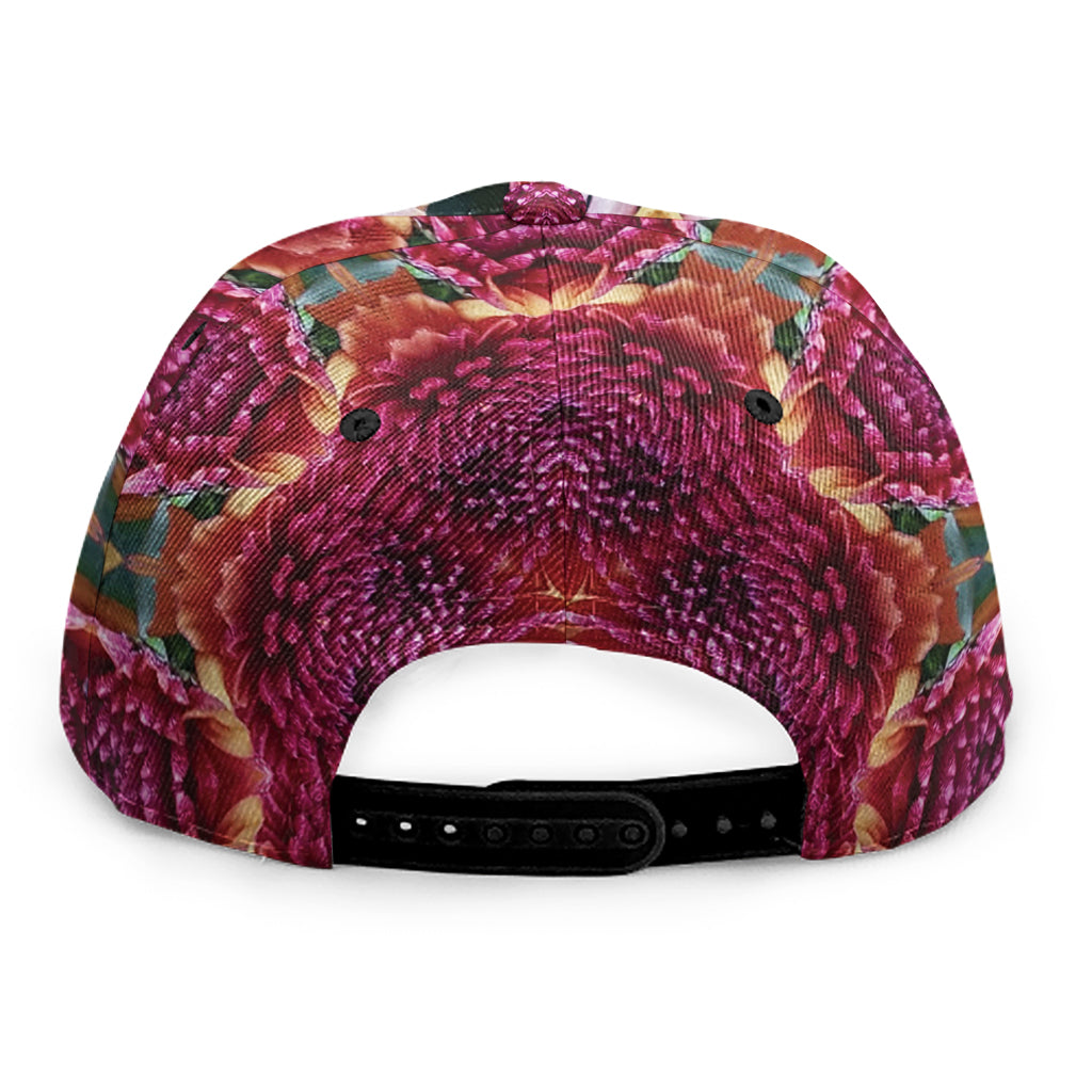 Pink Flower Kaleidoscope Print Snapback Cap