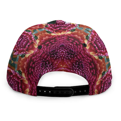 Pink Flower Kaleidoscope Print Snapback Cap