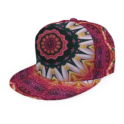 Pink Flower Kaleidoscope Print Snapback Cap