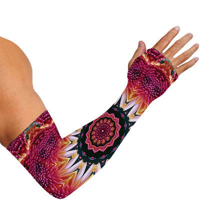 Pink Flower Kaleidoscope Print Sun Protection Arm Sleeves