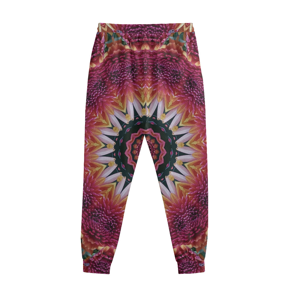 Pink Flower Kaleidoscope Print Sweatpants