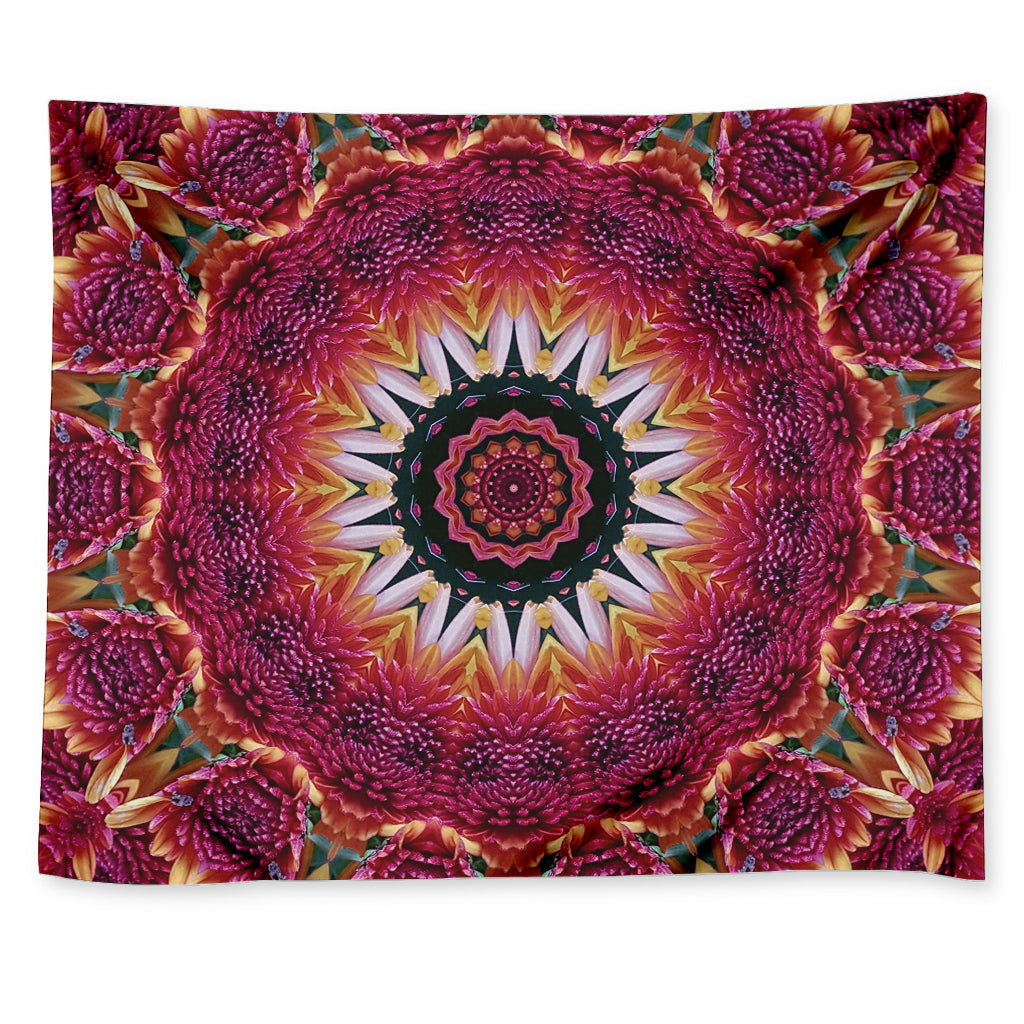 Pink Flower Kaleidoscope Print Tapestry
