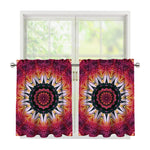Pink Flower Kaleidoscope Print Tier Curtains
