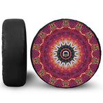 Pink Flower Kaleidoscope Print Tire Cover With Camera Hole