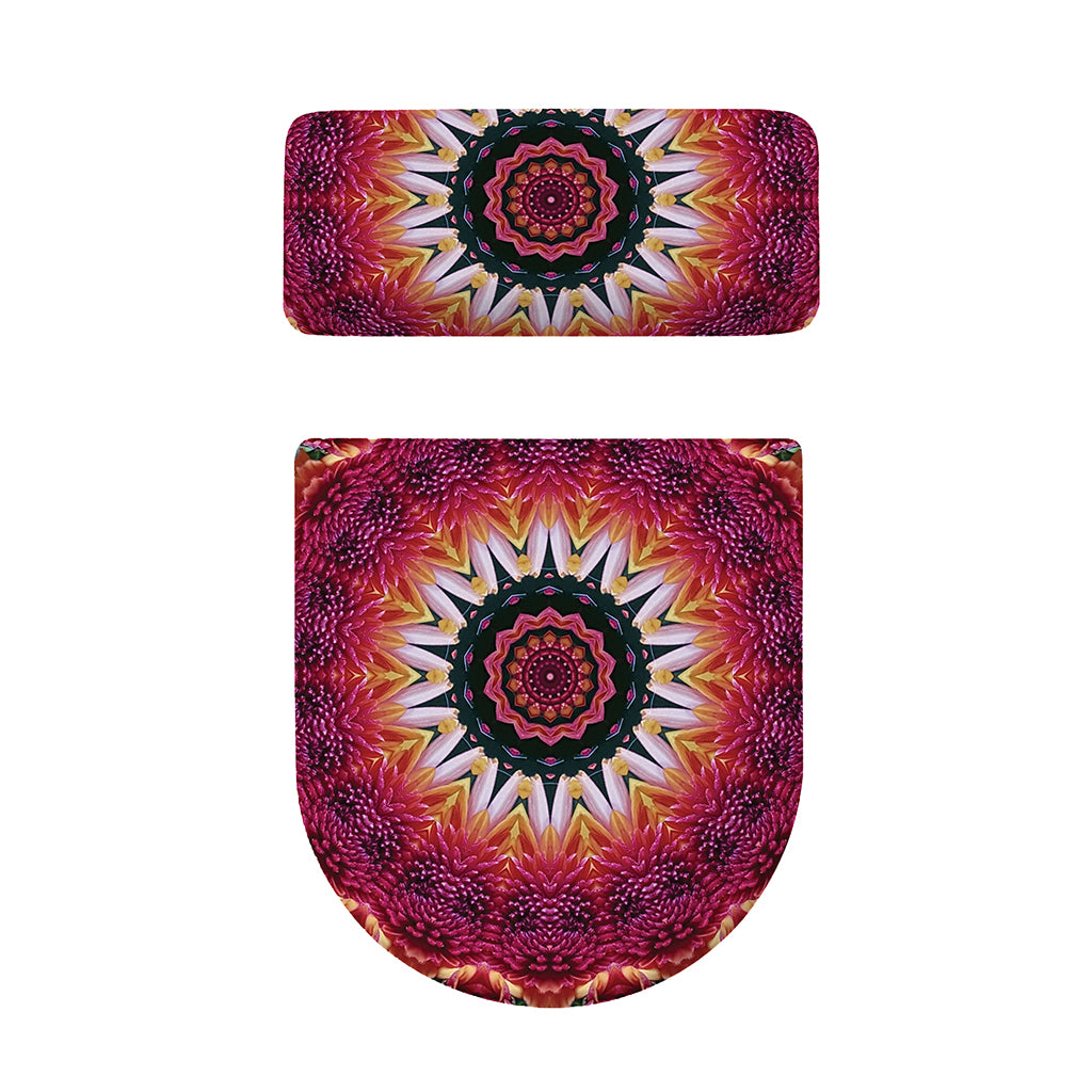 Pink Flower Kaleidoscope Print Toilet Lid And Tank Cover Set