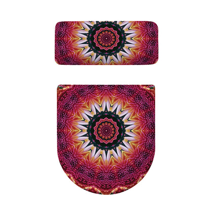 Pink Flower Kaleidoscope Print Toilet Lid And Tank Cover Set