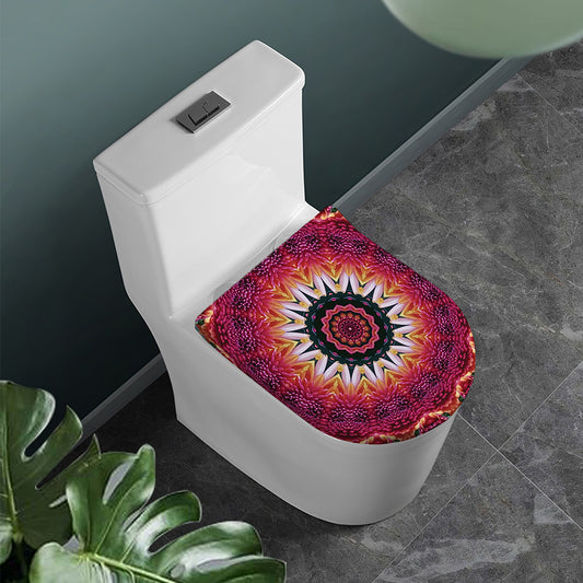 Pink Flower Kaleidoscope Print Toilet Lid Cover