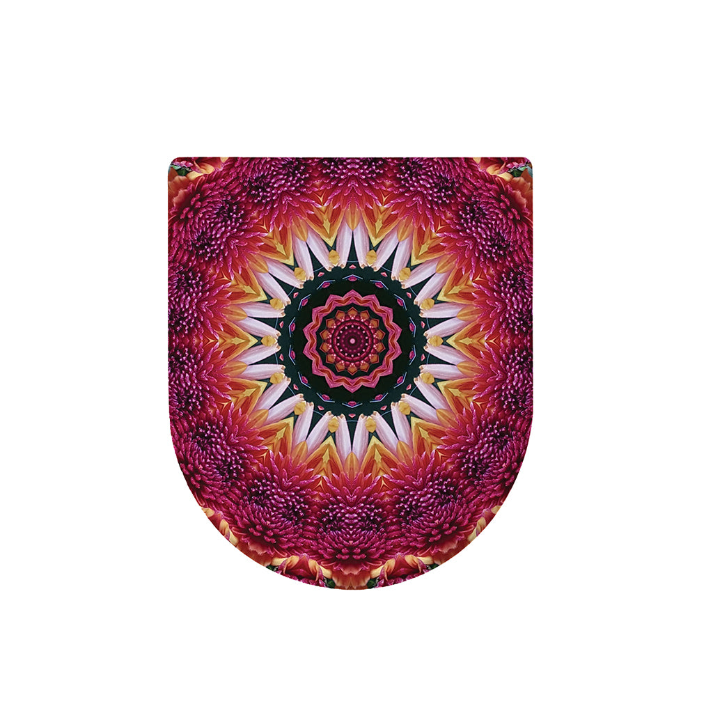 Pink Flower Kaleidoscope Print Toilet Lid Cover