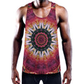 Pink Flower Kaleidoscope Print Men's Workout Tank Top