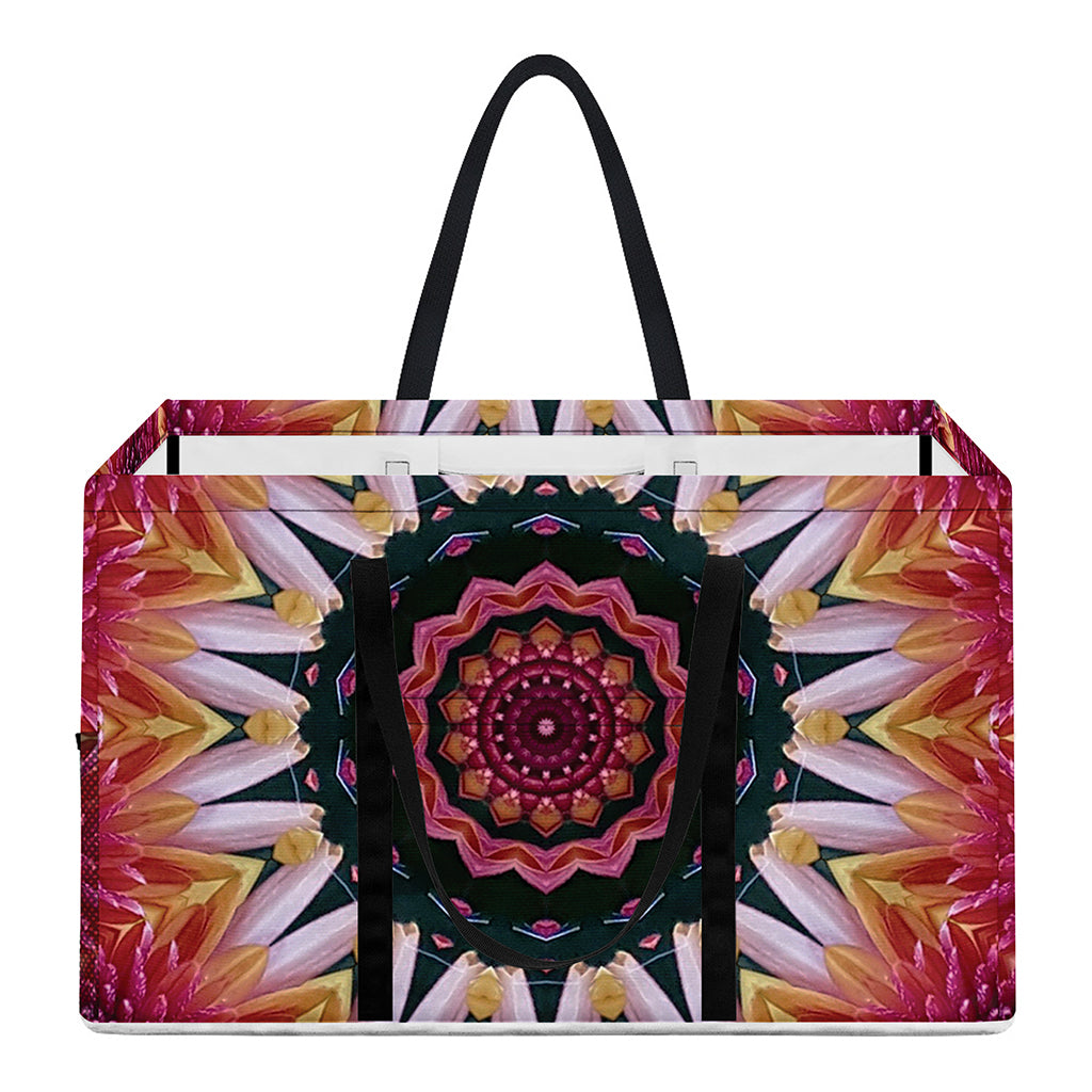 Pink Flower Kaleidoscope Print Utility Tote Bag