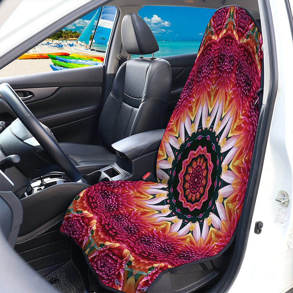 Pink Flower Kaleidoscope Print Waterproof Car Seat Cover